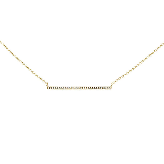 Muse Jewelry .06ct 14k Yellow Gold Diamond Bar Line Pendant Necklace 16" + 1" Ext