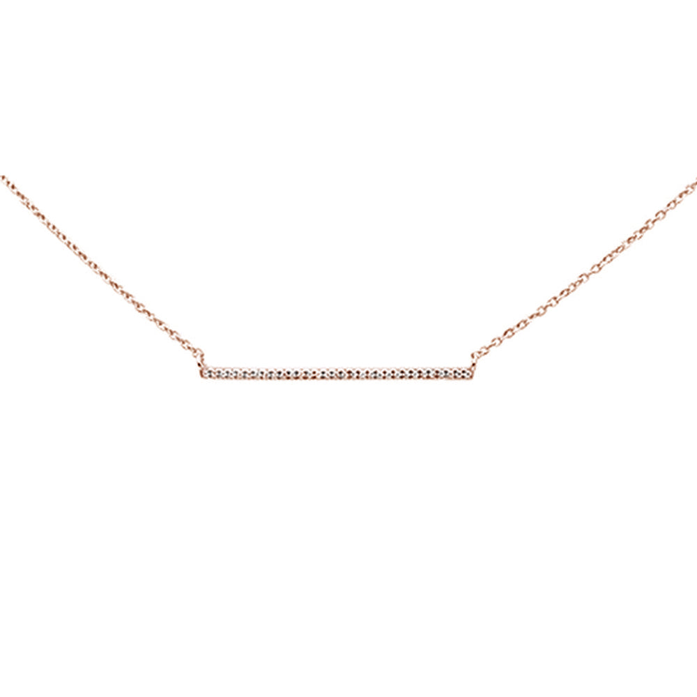 Muse Jewelry .05ct 14k Rose Gold Diamond Bar Pendant Necklace 16" + 1" Ext