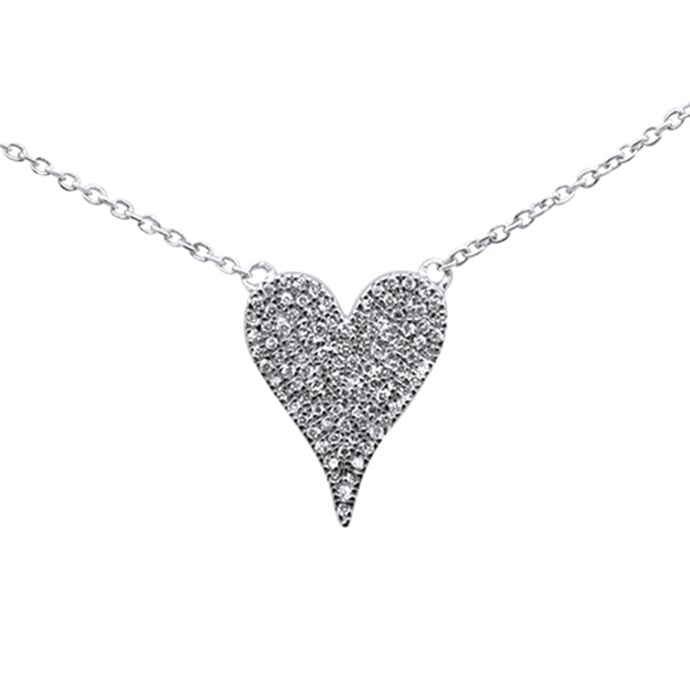 Muse Jewelry .23ct 14K White Gold Trendy Modern Heart Diamond Necklace 16" + 1" Ext