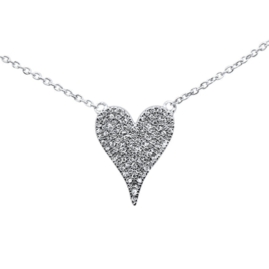 Muse Jewelry .23ct 14K White Gold Trendy Modern Heart Diamond Necklace 16" + 1" Ext