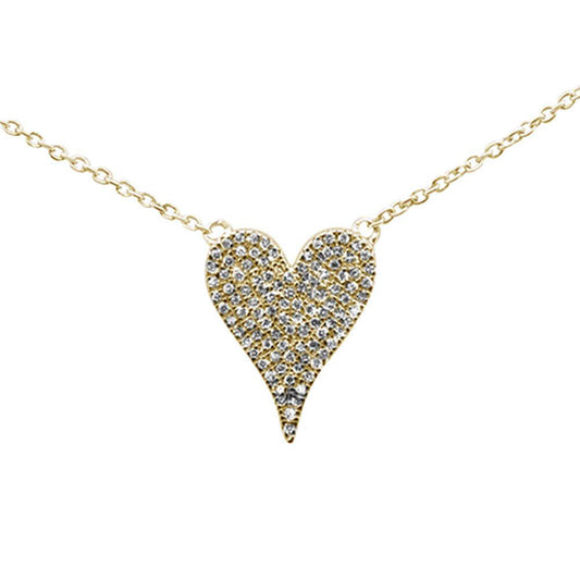 Muse Jewelry .33ct G SI 14K Yellow Gold Diamond Heart Drop Trendy Pendant Necklace 16+2" Ext