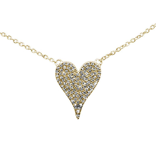 Muse Jewelry .14CT G SI 14K Yellow Gold Diamond Heart Drop Trendy Pendant Necklace 18"