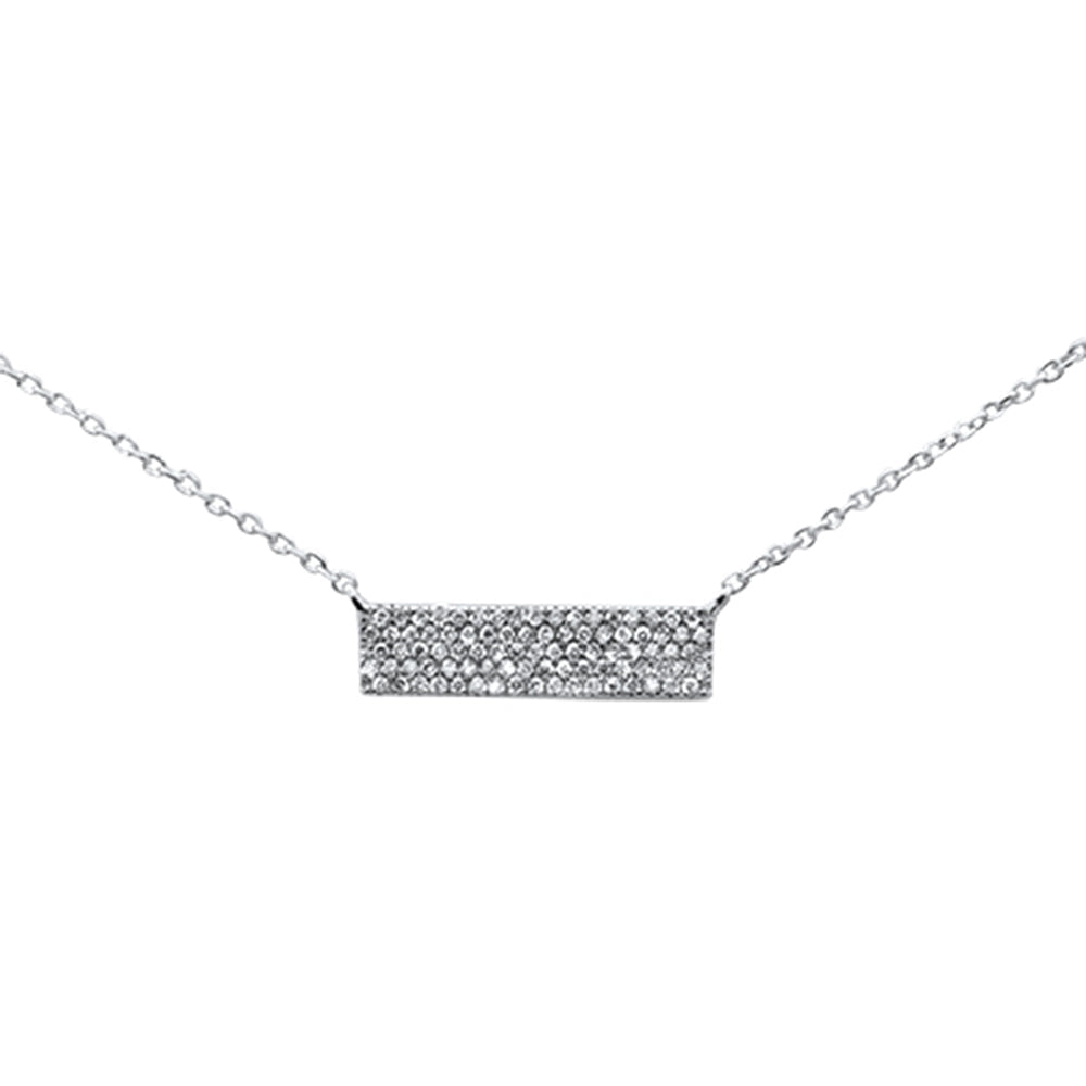 Muse Jewelry .19ct 14K White Gold Modern Diamond Bar Necklace 16" + 1" Ext