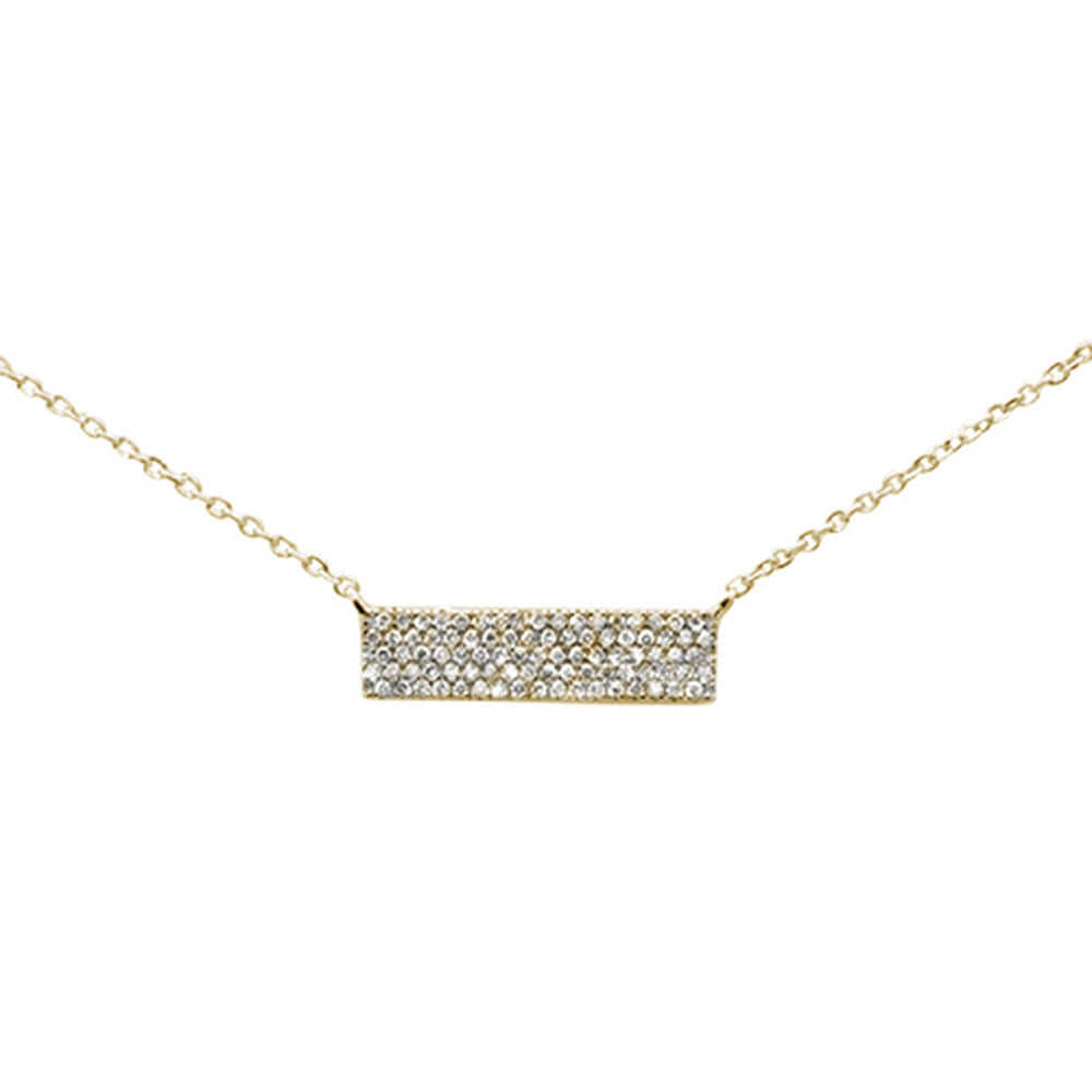 Muse Jewelry .18ct 14K Yellow Gold Modern Diamond Bar Necklace 16" + 1" Ext