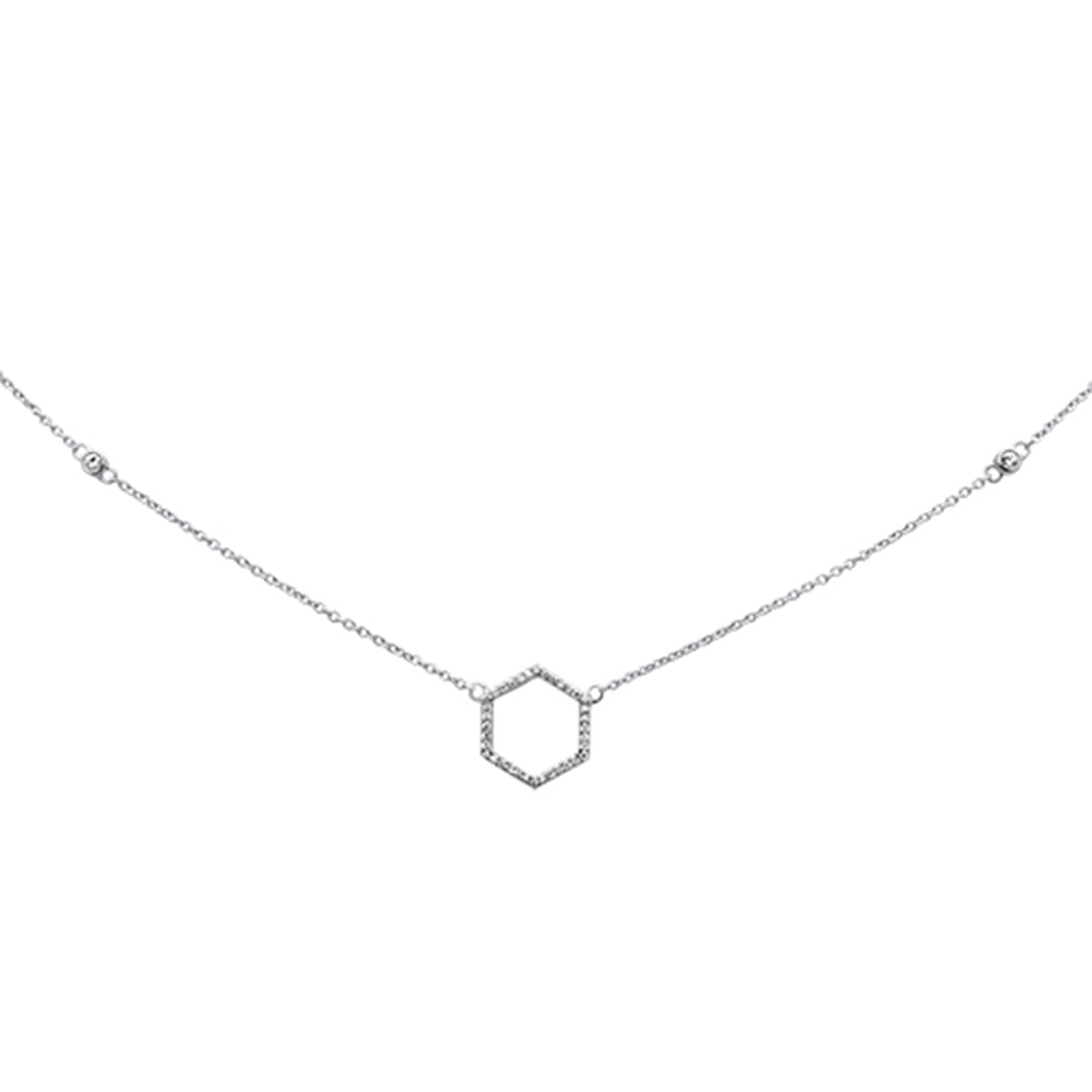 Muse Jewelry .14ct 14KT White Gold Diamond Geometrical Shape Circle Pendant Necklace 18"