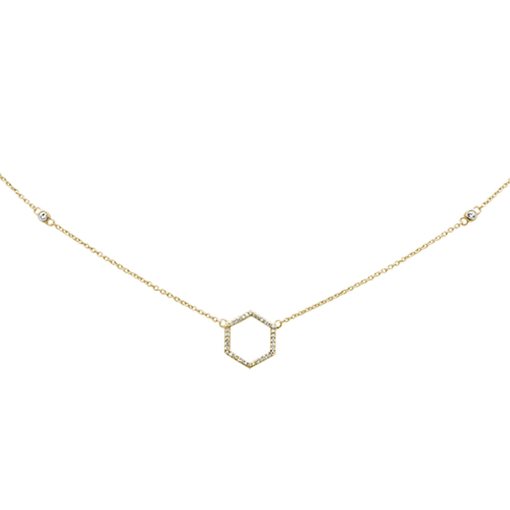 Muse Jewelry .13ct 14KT Yellow Gold Diamond Geometric Shape Circle Pendant Necklace 18"