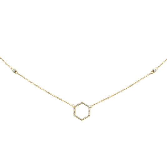 Muse Jewelry .13ct 14KT Yellow Gold Diamond Geometric Shape Circle Pendant Necklace 18"