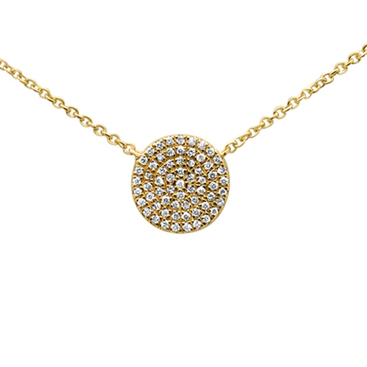 Muse Jewelry .13ct 14KT Yellow Gold Diamond Pave Disc Solitaire Pendant Necklace 18"