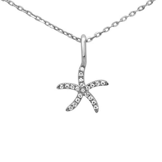 Muse Jewelry .04ct G SI 14K White Gold Diamond Starfish Pendant Necklace 18"