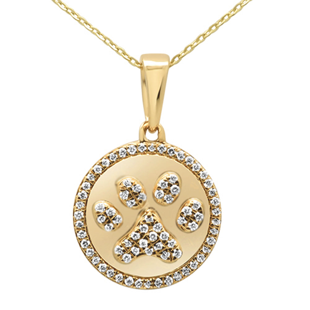 Muse Jewelry .31ct 14KT Yellow Gold Diamond Paw Print Pendant Necklace 18"