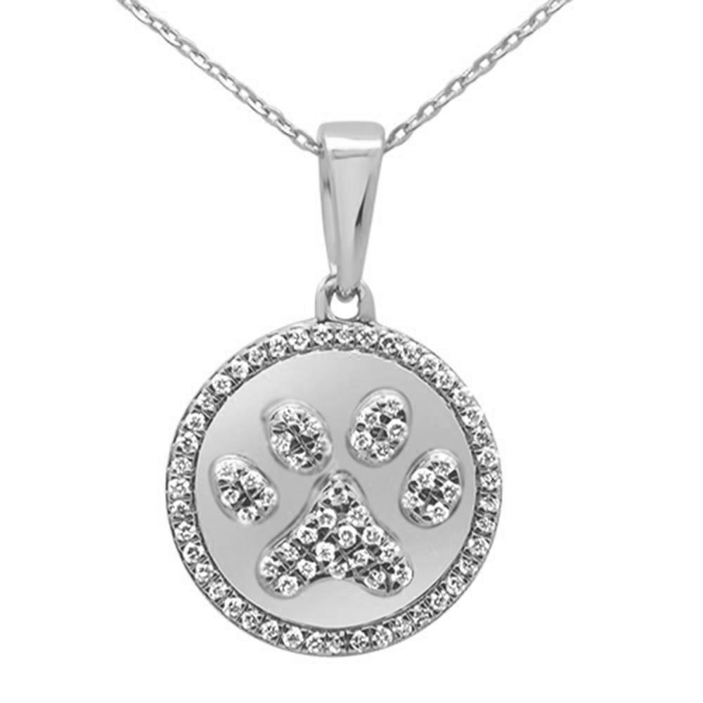 Muse Jewelry .34ct G SI 14K White Gold Diamond Paw Print Pendant Necklace 18"