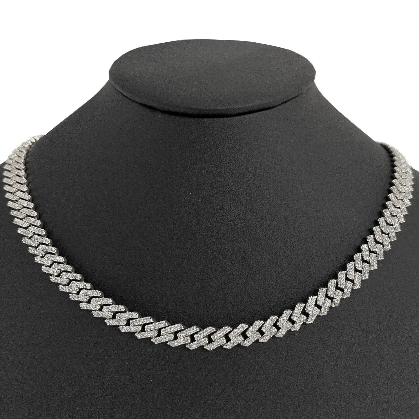 Muse Jewelry 9MM 10.04ct 14KT White Gold Diamond Square Cuban Necklace 22"