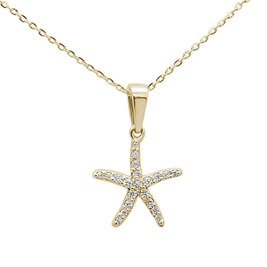 Muse Jewelry .12ct 14K Yellow Gold Diamond Starfish Pendant Necklace 18"