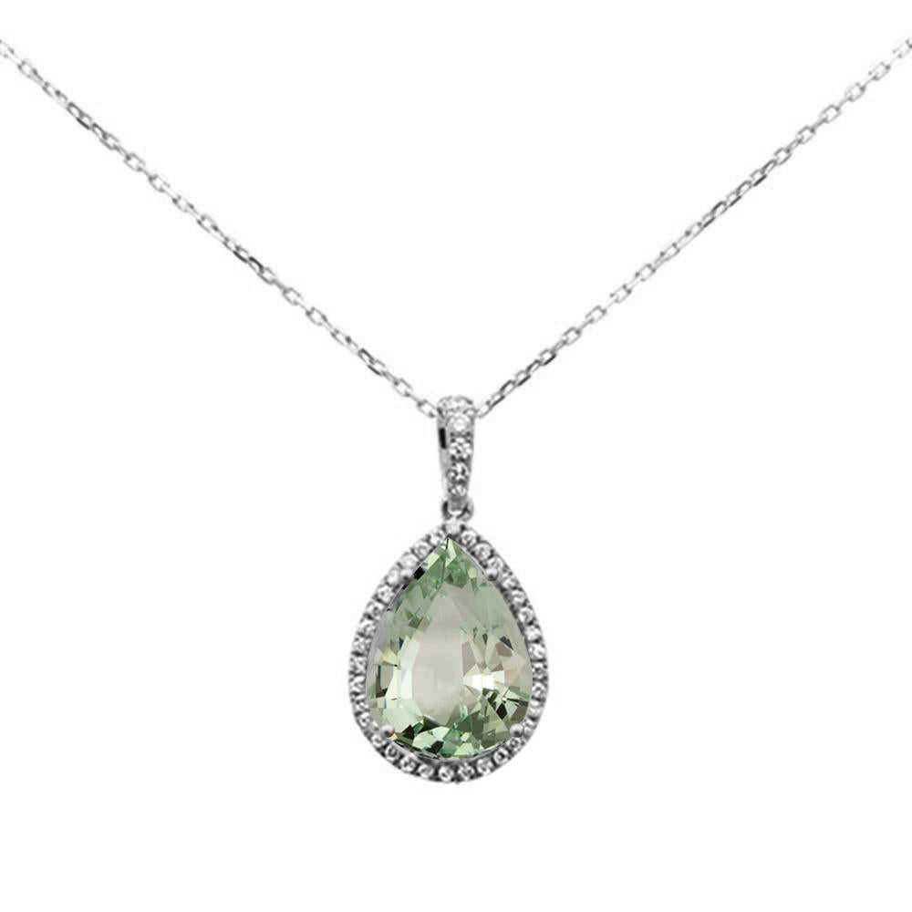 Muse Jewelry 5.28ct G SI 14K White Gold Diamond & Green Amethyst Gemstone Pendant