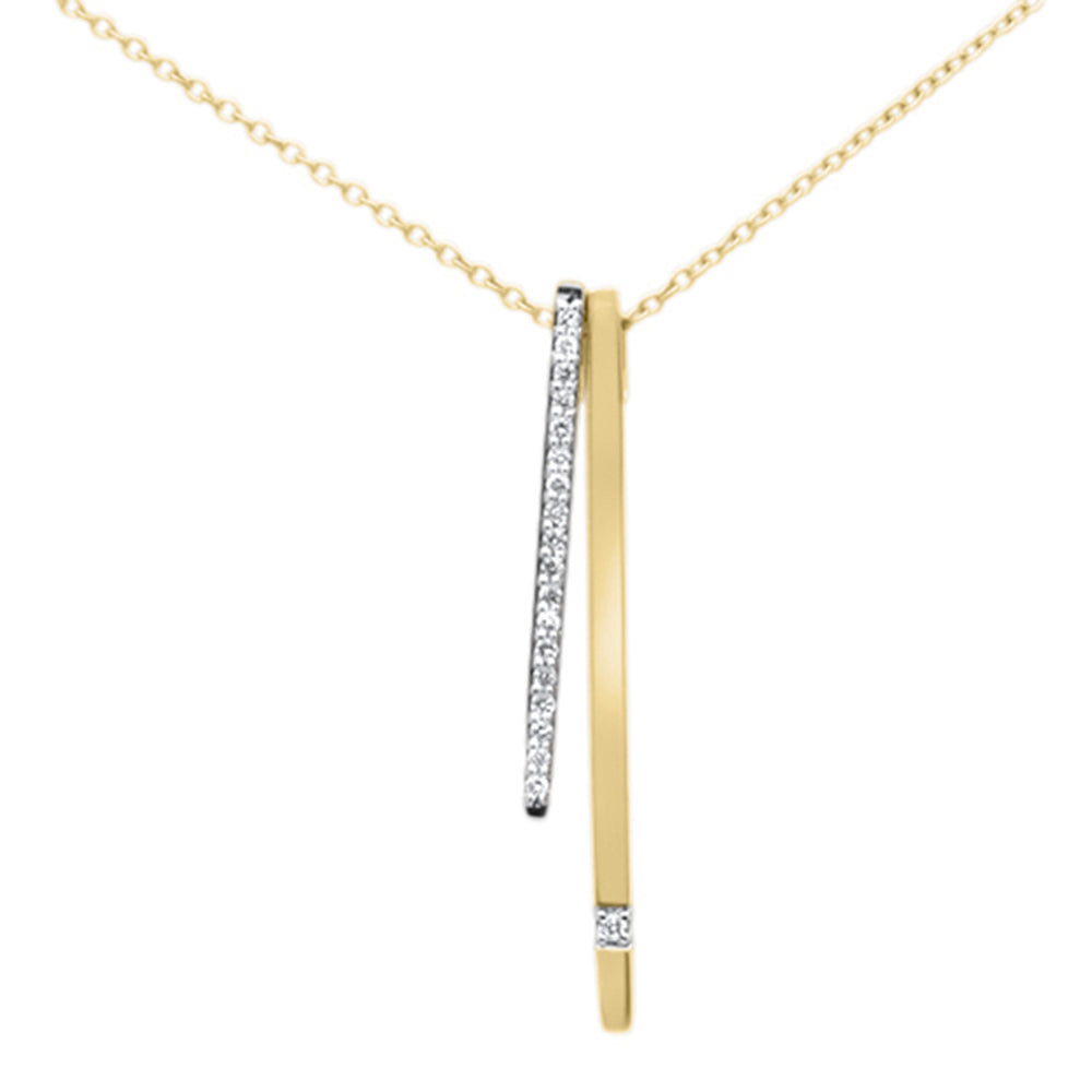 Muse Jewelry .10ct F SI 14kt Yellow Gold Diamond Trendy Drop Dangle Bar Pendant Necklace 18"