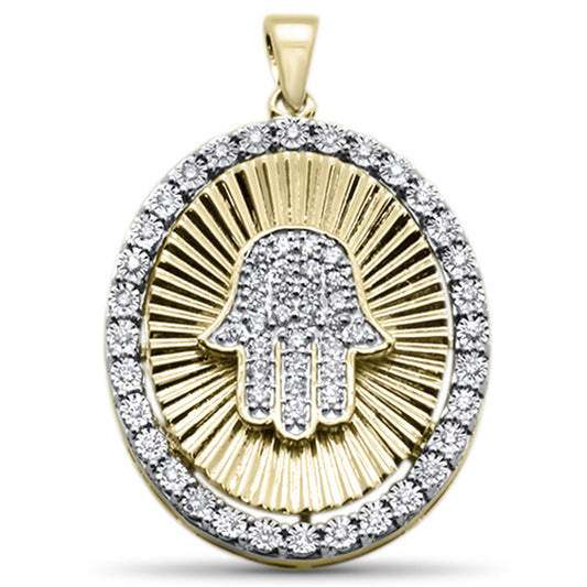 Muse Jewelry .31ct F SI 10kt Yellow Gold Diamond Hand of Hamsa Micro Pave Charm Pendant