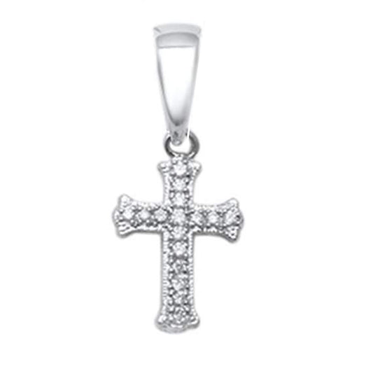 Muse Jewelry .08ct 10kt White Gold Round Diamond Cross Charm Pendant