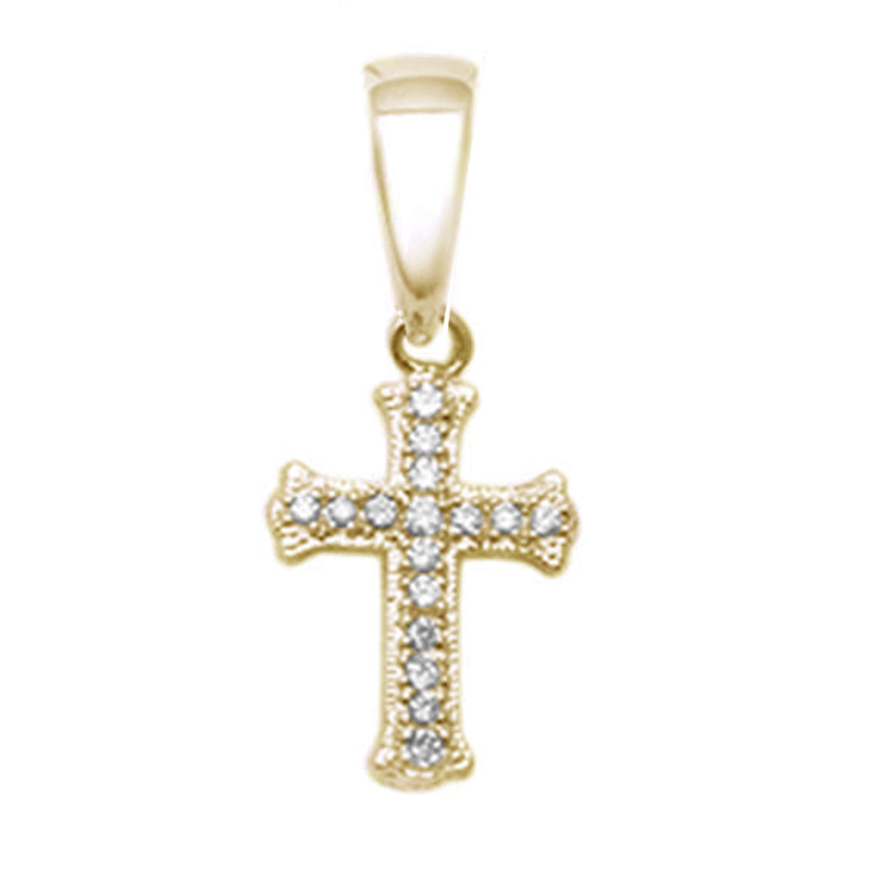 Muse Jewelry .09ct 10kt Yellow Gold Round Diamond Cross Charm Pendant