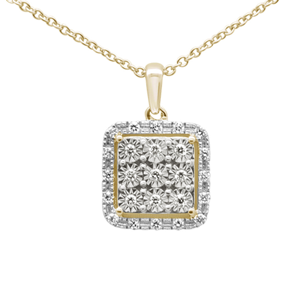 Muse Jewelry .15ct 10K Yellow Gold Diamond Square Pendant Necklace 18"