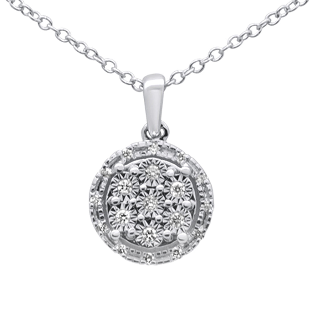 Muse Jewelry .10ct 10K White Gold Diamond Round Pendant Necklace 18"