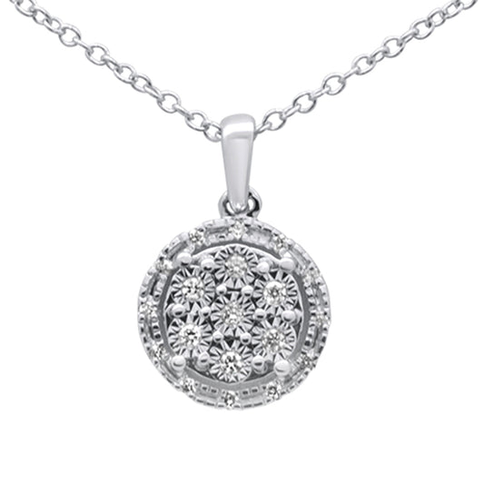 Muse Jewelry .10ct 10K White Gold Diamond Round Pendant Necklace 18"