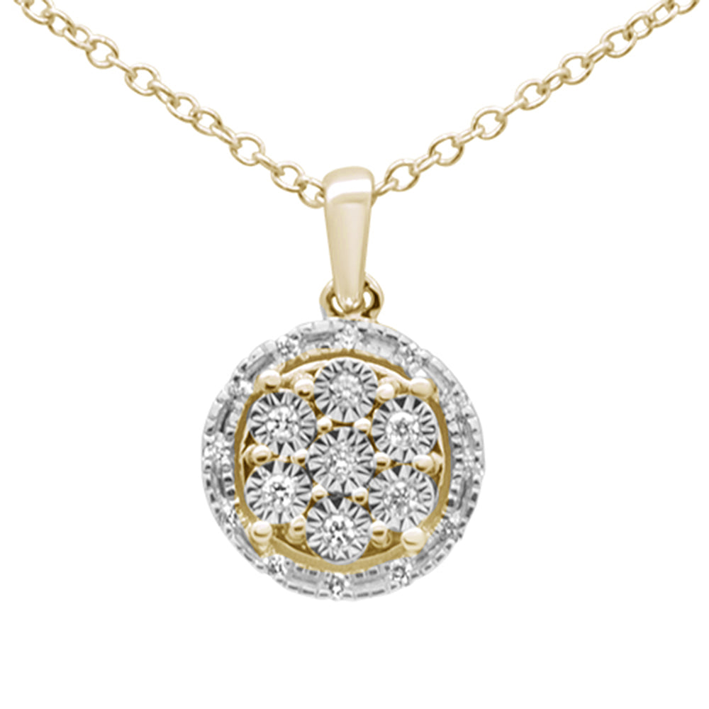 Muse Jewelry .10ct 10K Yellow Gold Diamond Round Pendant Necklace 18"