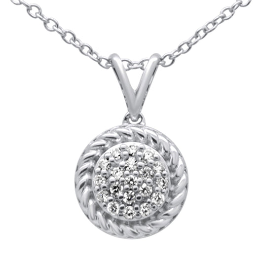 Muse Jewelry .12ct 10K White Gold Diamond Round Pendant Necklace 18"