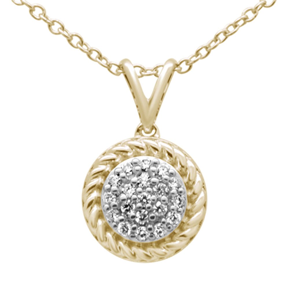 Muse Jewelry .12ct 10K Yellow Gold Diamond Round Pendant Necklace 18"