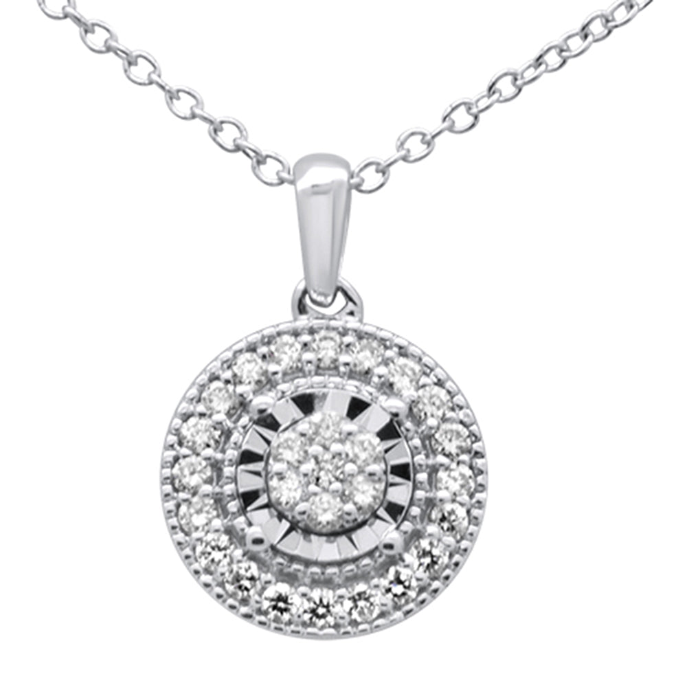 Muse Jewelry .25ct 10K White Gold Diamond Round Halo Pendant Necklace 18"