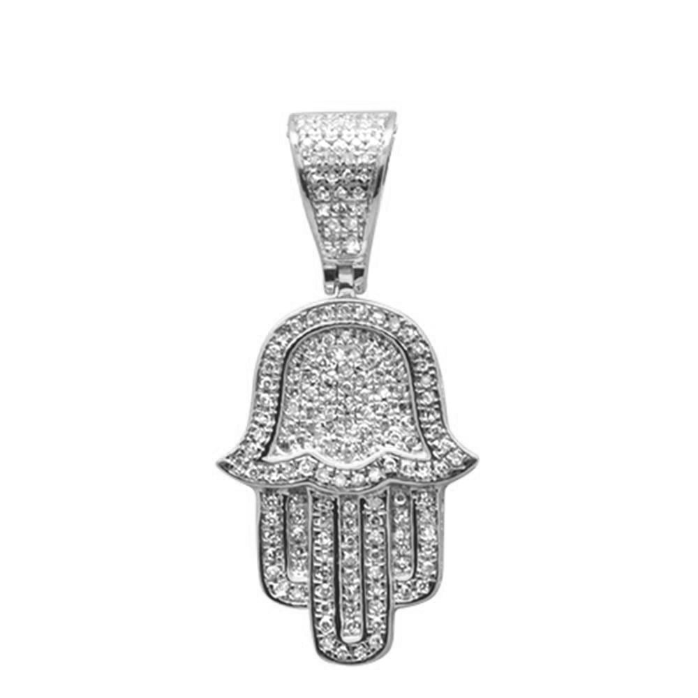 Muse Jewelry .28ct G SI 10K White Gold Hand of Hamsa Diamond Pendant