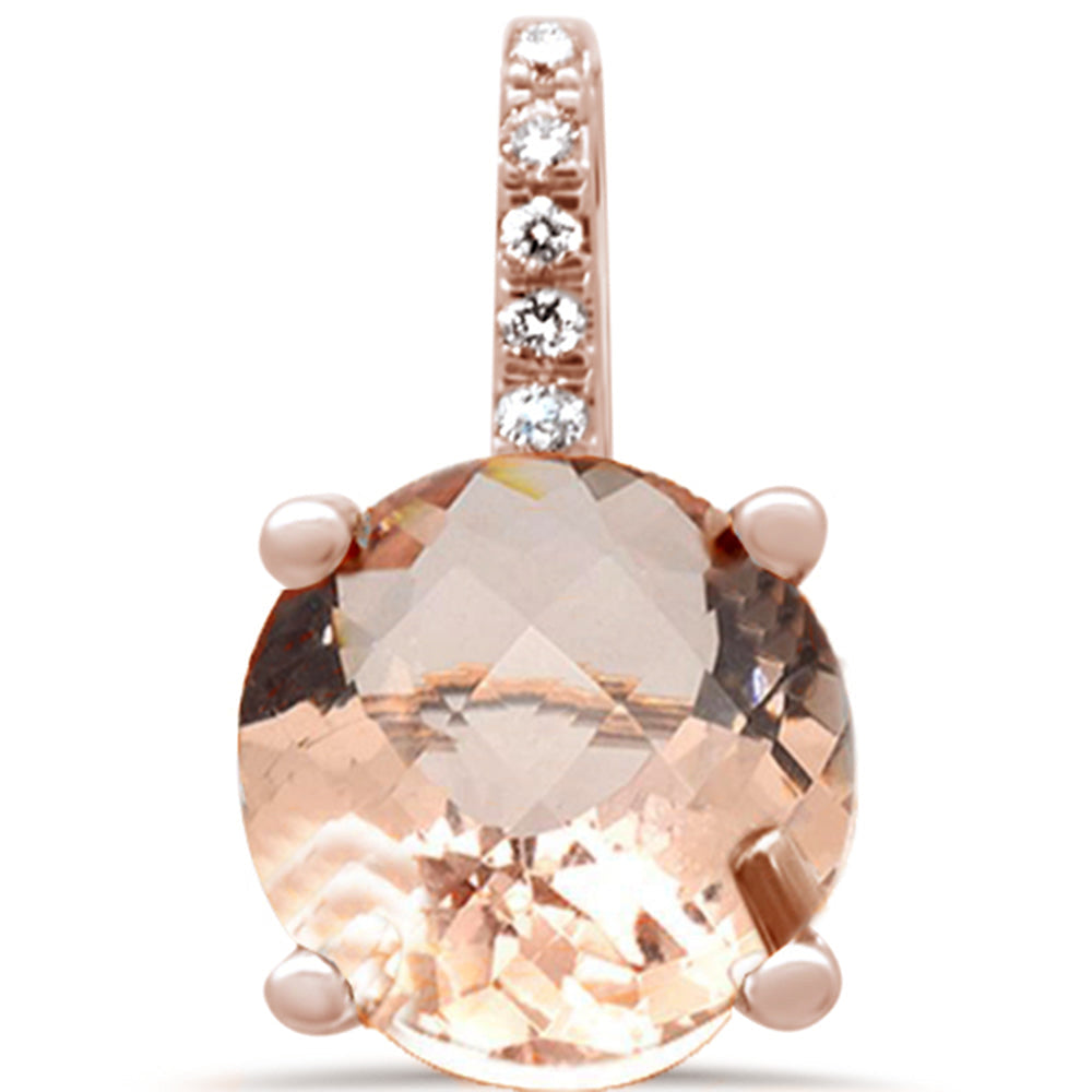 Muse Jewelry 1.06ct F SI 14K Rose Gold Diamond & Morganite Gemstone Pendant