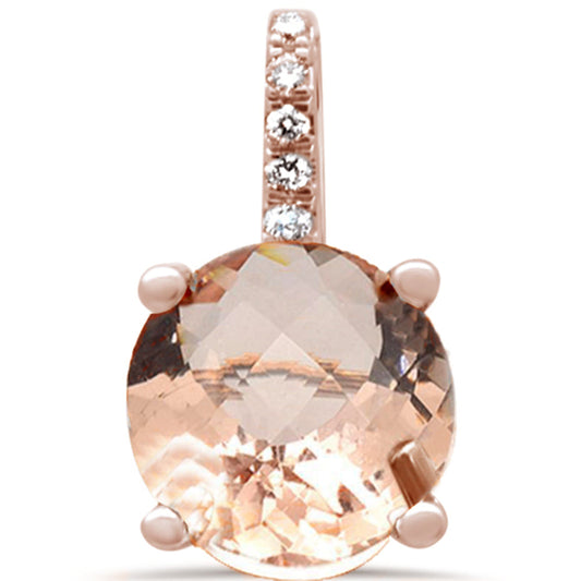 Muse Jewelry 1.06ct F SI 14K Rose Gold Diamond & Morganite Gemstone Pendant