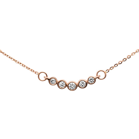 Muse Jewelry .15ct F SI 14K Rose Gold 5 Round Diamond Pendant Necklace 16" +2" Ext