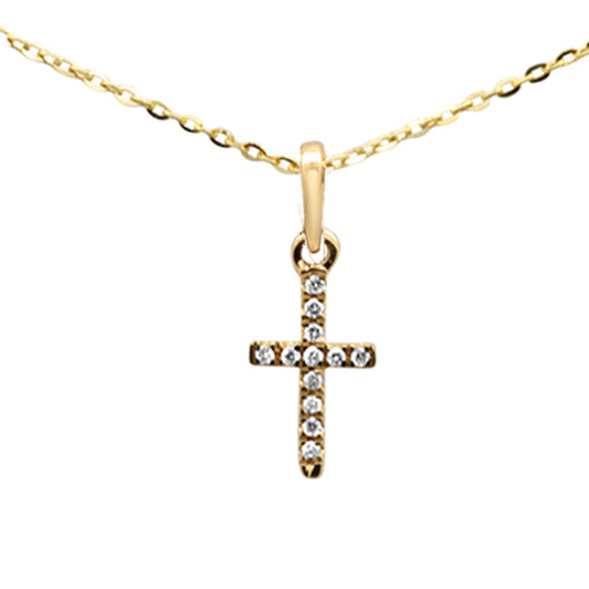 Muse Jewelry .05ct F SI 14K Yellow Gold Diamond Cross Pendant Necklace 16" +2" Ext