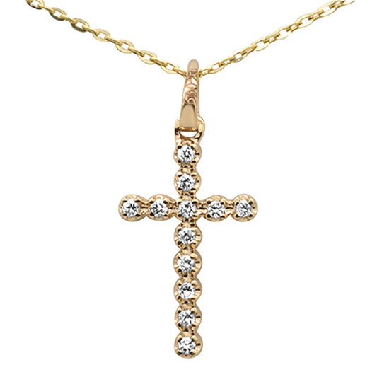 Muse Jewelry .10ct F SI 14K Yellow Gold Diamond Cross Pendant Necklace 16" +2" Ext