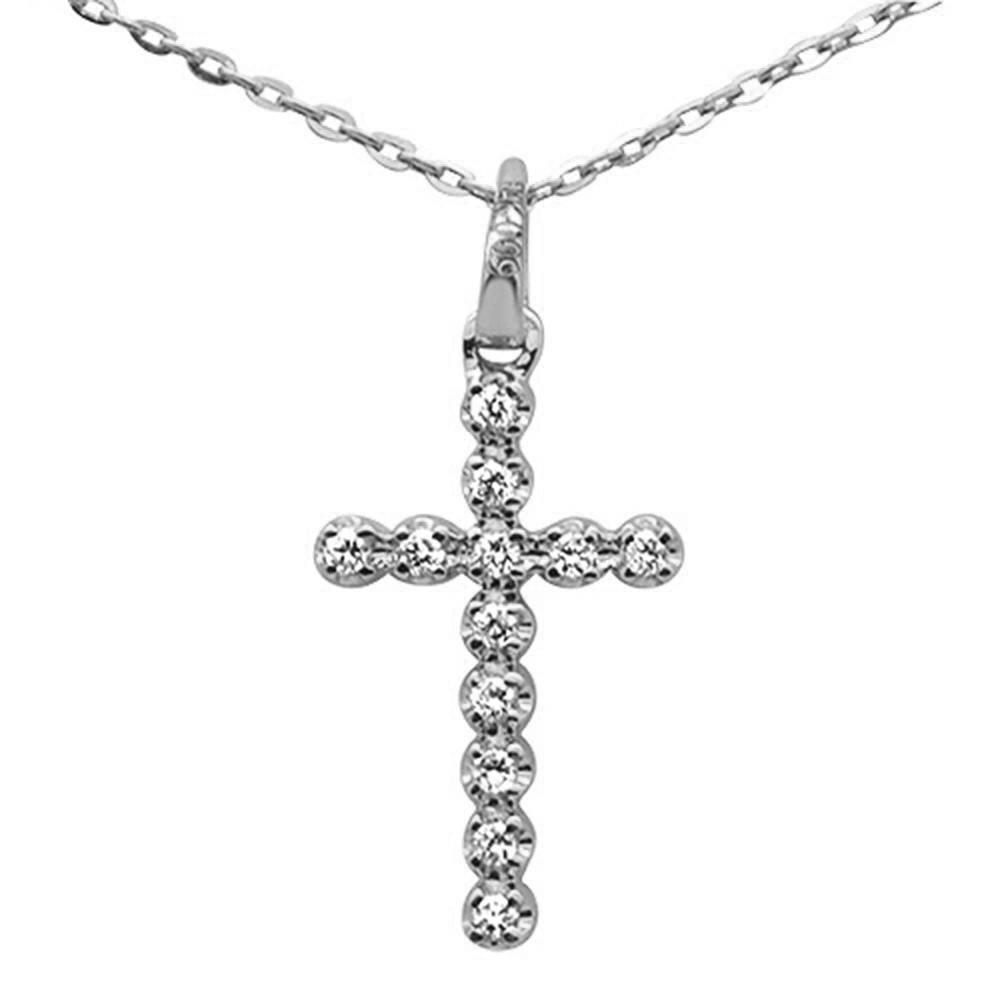 Muse Jewelry .09ct F SI 14K White Gold Diamond Cross Pendant Necklace 16" +2" Ext