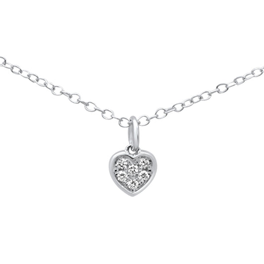 Muse Jewelry .05ct 14K White Gold Diamond Heart Pendant Necklace 18" Long