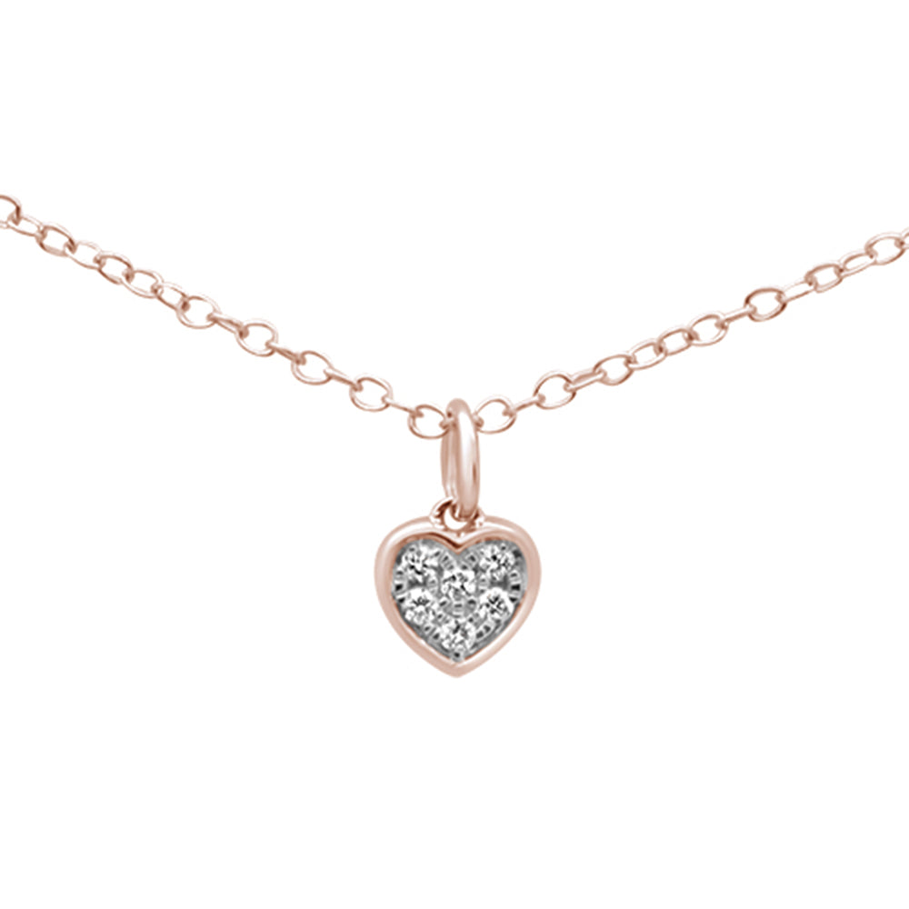 Muse Jewelry .06ct F SI 14K Rose Gold Diamond Heart Pendant 18" Necklace 18" Long