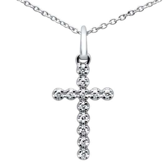 Muse Jewelry .09ct G SI 14K White Gold Diamond Cross Pendant Necklace 16+2" Ext.