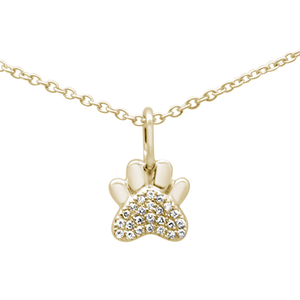 Muse Jewelry .04ct G SI 14K Yellow Gold Diamond Paw Print Pendant Necklace 16+2" Ext.