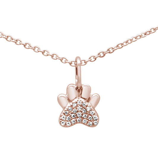 Muse Jewelry .04ct G SI 14K Rose Gold Diamond Paw Print Pendant Necklace 16+2" Ext.