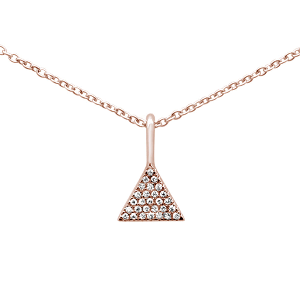 Muse Jewelry .05ct G SI 14K Rose Gold Diamond Modern Triangle Pendant Necklace 16+2" Ext.