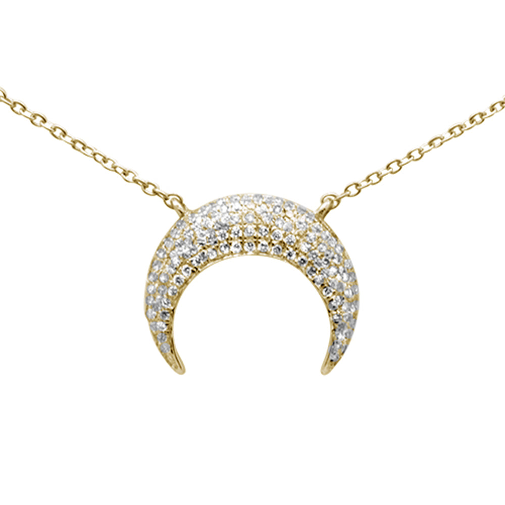 Muse Jewelry .26ct G SI 14K Yellow Gold Diamond Trendy Half Moon Pendant Necklace 16+2" Ext.