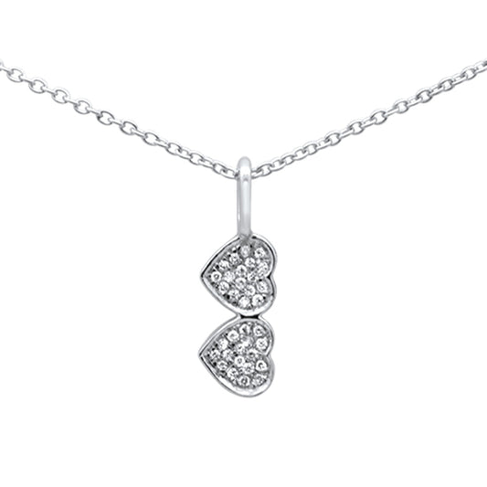 Muse Jewelry .06ct G SI 14K White Gold Diamond Double Heart Pendant 16+2" Ext.