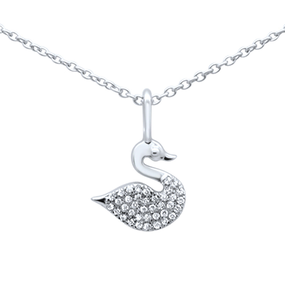 Muse Jewelry .06ct G SI 14K White Gold Diamond Swan Pendant Necklace 16+2" Ext.