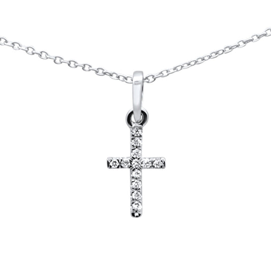 Muse Jewelry .05ct G SI 14K White Gold Diamond Cross Pendant Necklace 16+2" Ext.