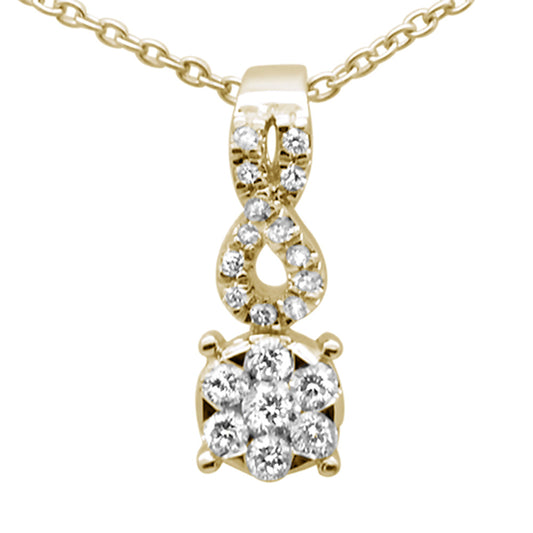 Muse Jewelry .19ct G SI 14K Yellow Gold Infinity Round Diamond Drop Pendant Necklace 16+2" Ext.