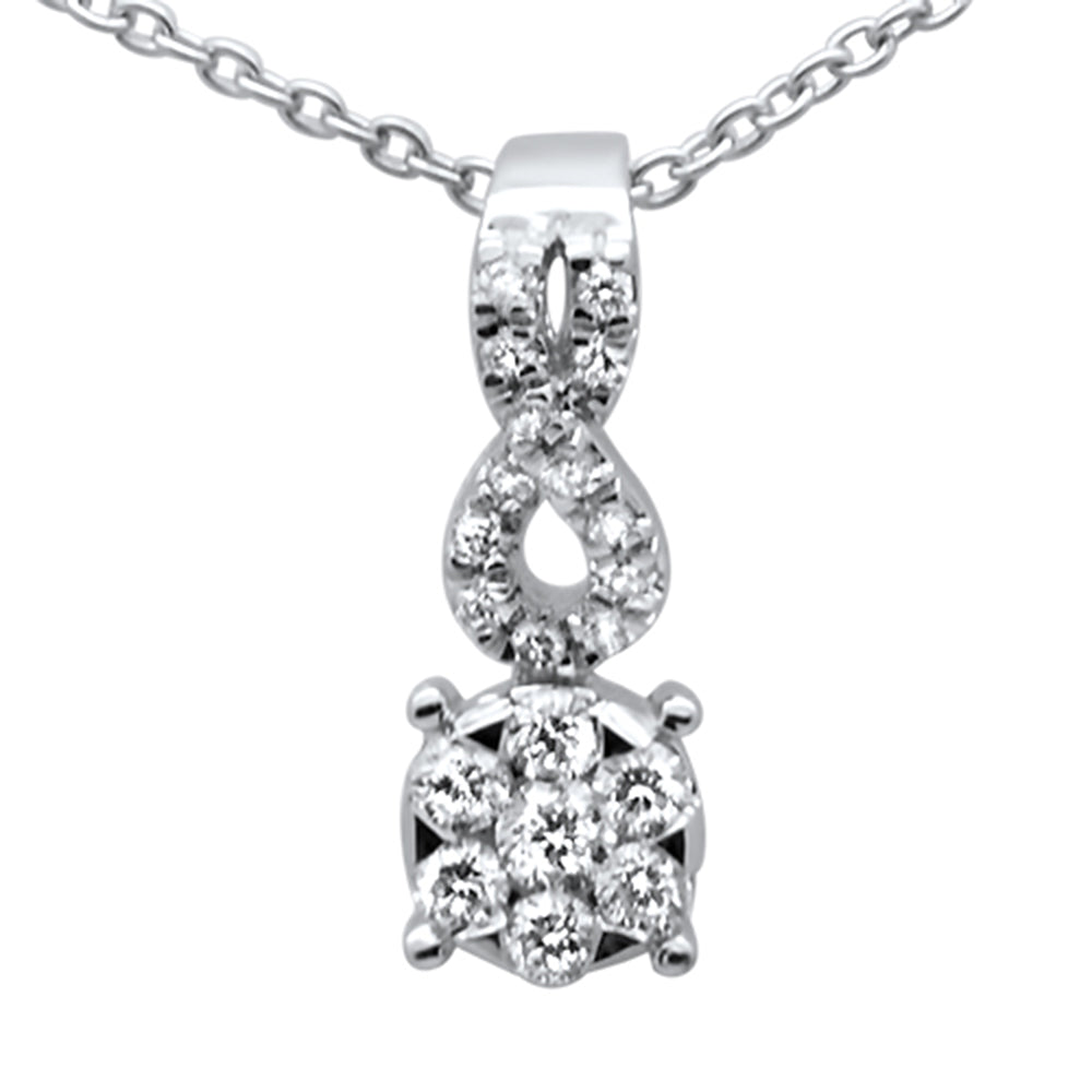 Muse Jewelry .19ct G SI 14K White Gold Infinity Round Diamond Drop Pendant Necklace 18" Long Chain