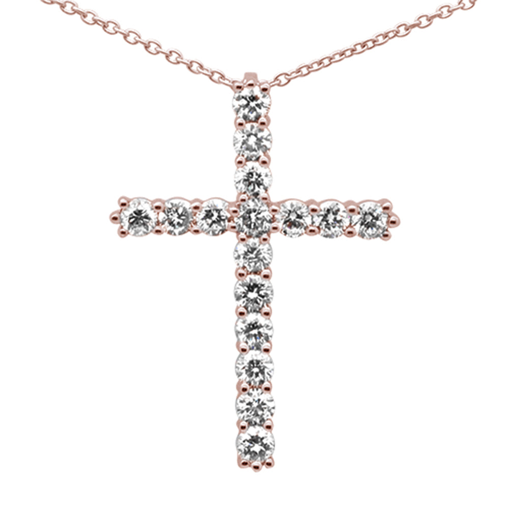 Muse Jewelry 1.05ct G SI 14K Rose Gold Diamond Cross Pendant Necklace