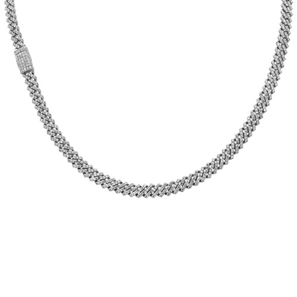 Muse Jewelry 7mm 11.09ct G SI 14K White Gold Diamond Square Cuban Necklace 22"